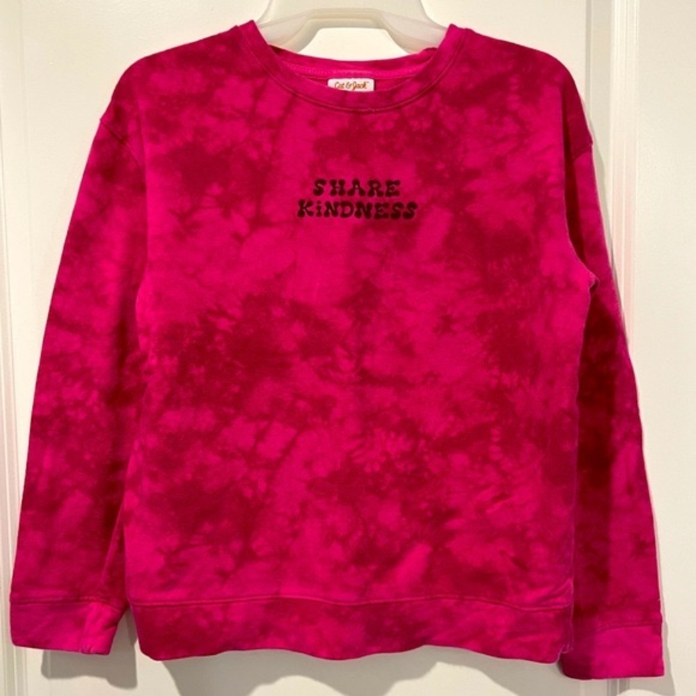 Cat & Jack Pink Tie Dye Kids Size Large Pull Over Sweatshirt